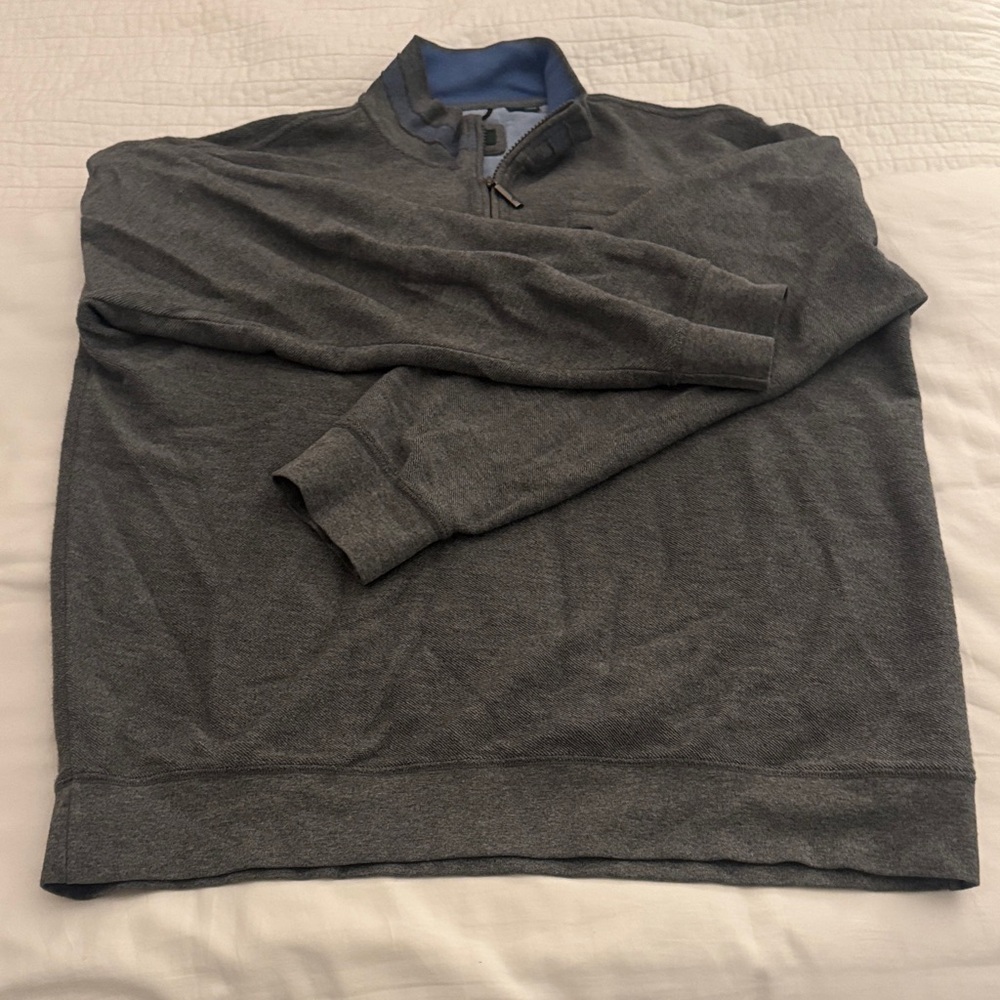 Orvis Men's Charcoal and Blue Zip-Up Sweater